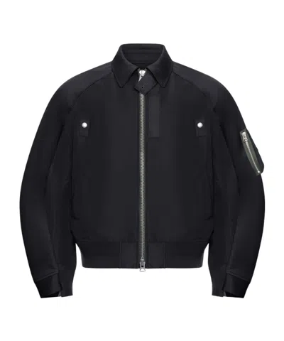 Sacai Cotton Chino X Nylon Twill Blouson In Black