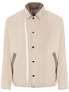 Sacai Cotton Jacket Collared Elasticated Hem In Beige