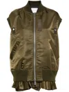 Sacai Layered Nylon Vest For Outdoor In Green