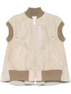 Sacai Twill Nylon Vest Jacket With Short Sleeves In Neutrals