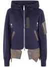Sacai Twill Hoodie In Purple