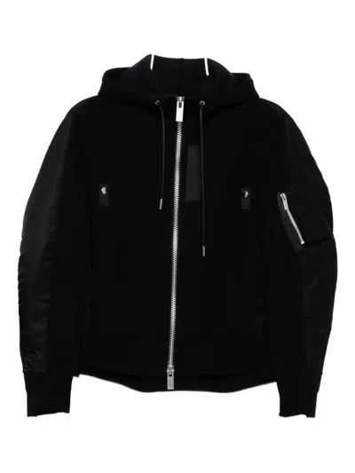 Sacai Twill Hoodie In Black