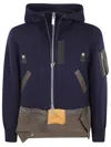 Sacai Zip-up Pocket Hooded Jacket In Blue