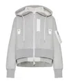Sacai Cotton Blend Padded Hoodie In Gray