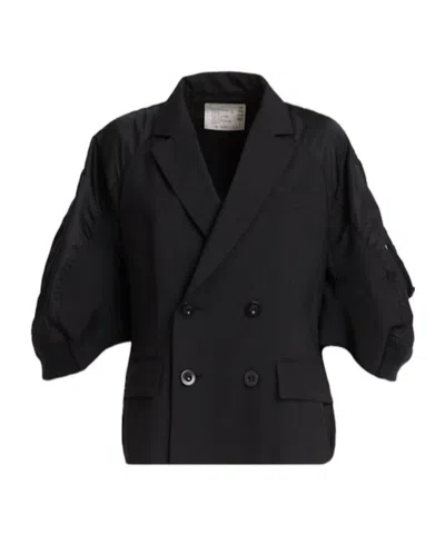 Sacai Twill Jacket In Black