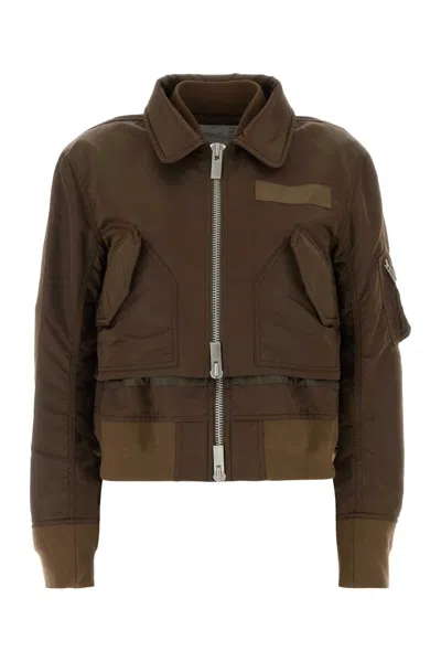 Sacai Nylon Twill Blouson In Brown