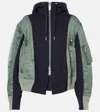 Sacai Nylon Twill X Sponge Sweat Hoodie In Blue