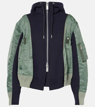 Sacai Nylon Twill X Sponge Sweat Hoodie In Multicolor