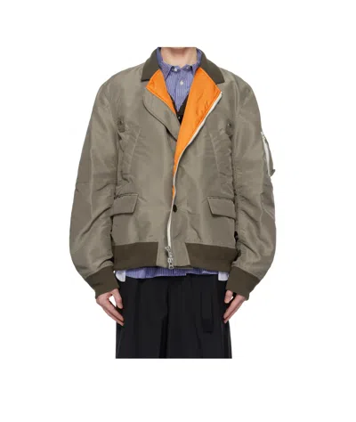 Sacai Twill Pilot Jacket In Gray