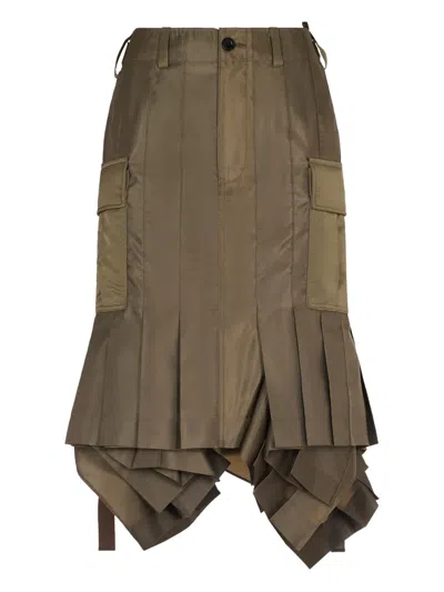 Sacai Twill Pleated Cargo Skirt
