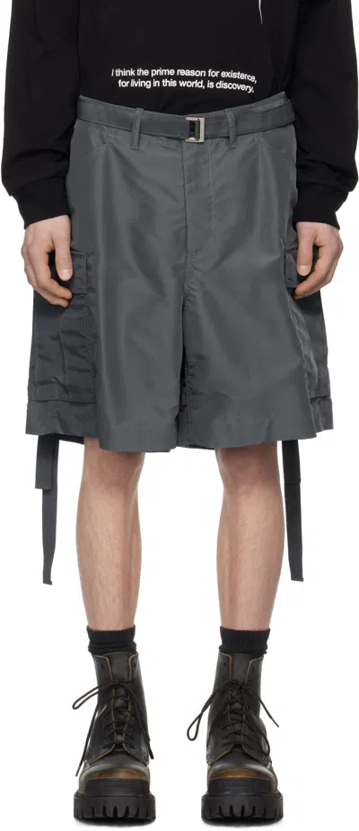 Sacai Twill Shorts In Black