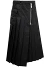 Sacai Pleated Midi Twill Skirt In Schwarz