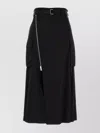 Sacai Black Suiting & Nylon Twill Midi Skirt