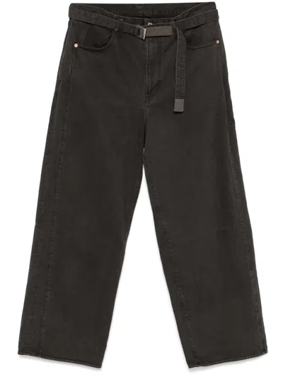 Sacai Twill Trousers In Grey
