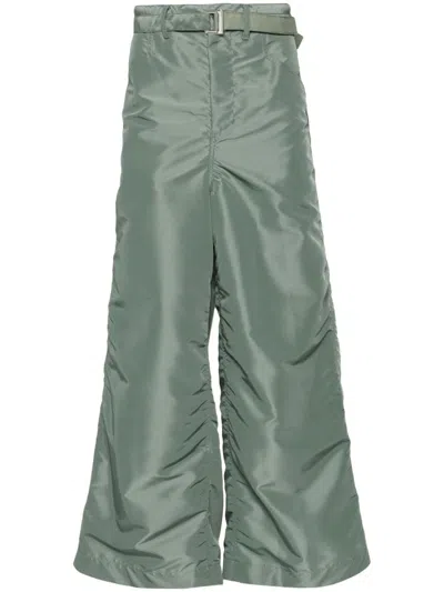 Sacai Twill Trousers In Green