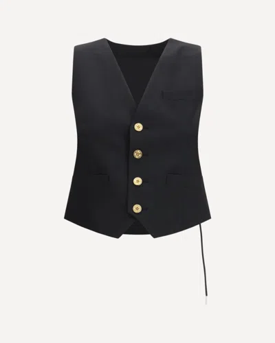 Sacai Suiting Twill Buttoned Blazer In Black