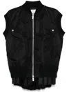 Sacai Sleeveless Nylon Zip-up Jacket In Black