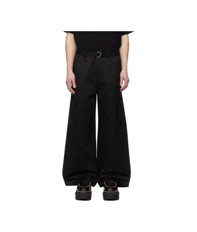 SACAI TWILL WIDE-LEG TROUSERS