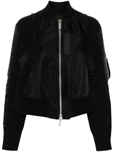 SACAI TWILL X KNIT BOMBER JACKET