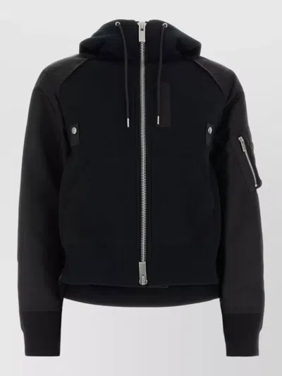 Sacai Two Tone Bomber Jacket In Black
