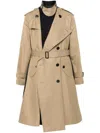 Sacai Two-tone Coat In Neutrals