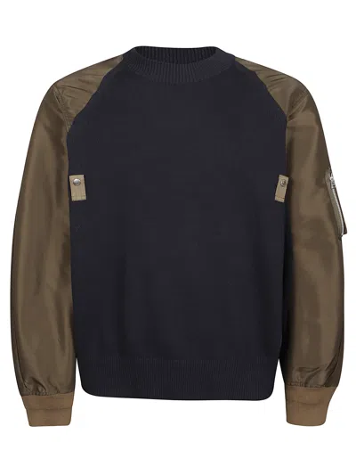 Sacai Two-tone Sweater In Blue