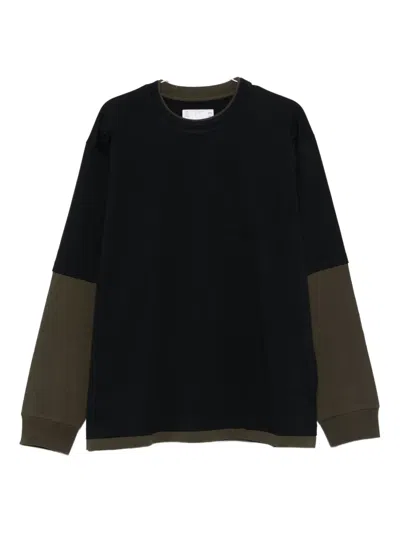 Sacai Two-tone T-shirt In Black