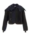 Sacai Faux Shearling X Nylon Twill Blouson In Black
