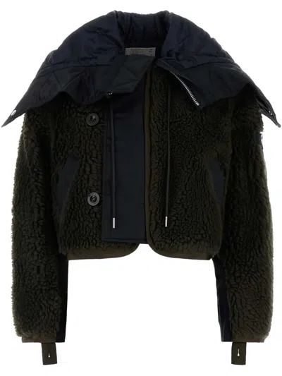 SACAI TWO-TONE TEDDY AND NYLON BOMBER JACKET