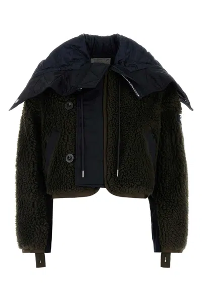 SACAI TWO-TONE TEDDY AND NYLON BOMBER JACKET