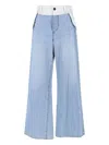 Sacai Baggy Mixed Media Jeans In Blue