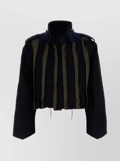 Sacai Two-tone Wool Bomber Jacket In Multicolor