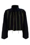 Sacai Two-tone Multi Layered Wool Cropped Trench Coat In Khakidnavy