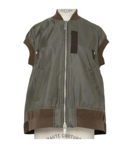 Sacai Two-way Zipper Vest In Green