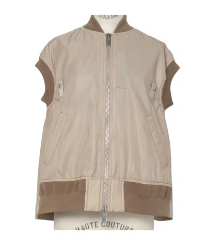 Sacai Two-way Zipper Vest In Nude