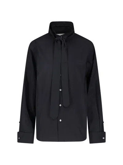 Sacai Two-tone Hybrid-panel Button-up Shirt In Black