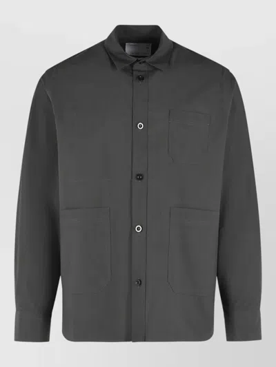 Sacai Typewriter Cotton Shirt Jacket Chest Pocket In Animal Print