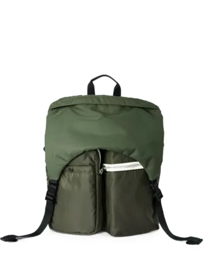 Sacai Utility Zip-pockets Backpack In Green