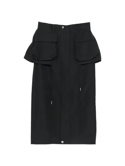 Sacai Utility-pocket Peplum Midi Skirt In Black