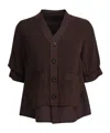 Sacai Knitwear Sweater With V-neck And Pockets In Brown