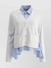 Sacai V-neck Layered Cardigan Patch Pockets In Multi