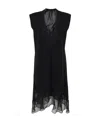 Sacai Ribbed Cotton-blend, Chiffon, Satin And Tulle Midi Dress In Black