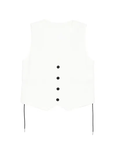 Sacai V-neck Sleeveless Blazer In White