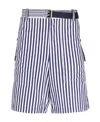 Sacai Vertical-stripe Print Cotton Shorts In White