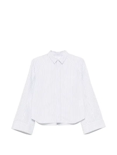Sacai Vertical-stripe Long-sleeve Shirt In White