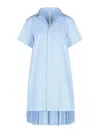 Sacai Blue Cotton Poplin Minidress In Light Blue