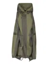 Sacai Olive Green Taffeta Hoodie Vest In Green