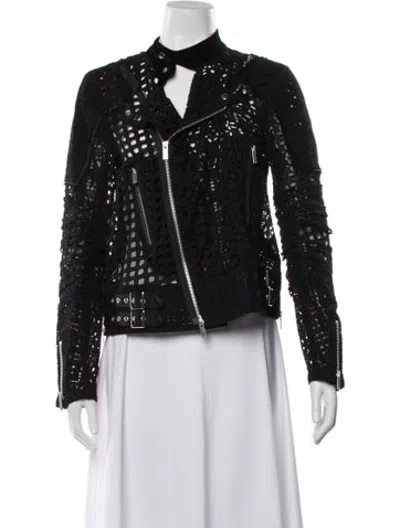 Pre-owned Sacai Virgin Wool Biker Jacket In Blue