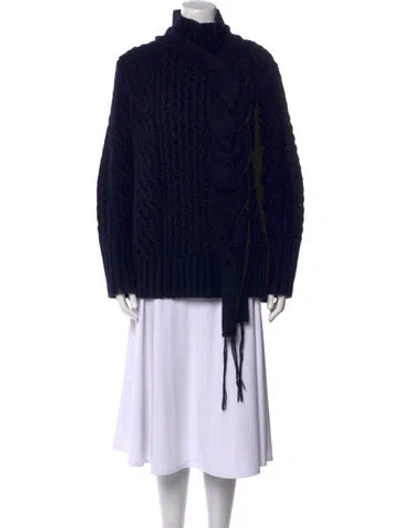 Pre-owned Sacai Virgin Wool Turtleneck Sweater In Blue