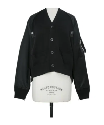 Sacai V-neck Cardigan In Black